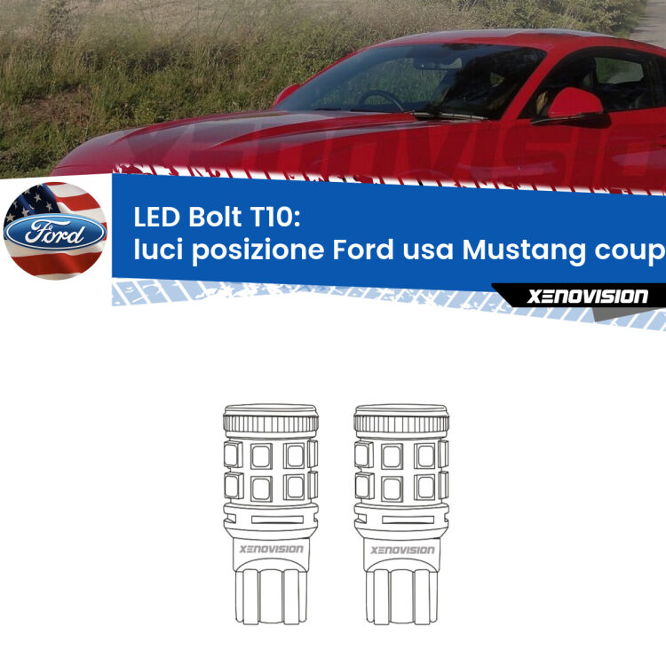 <strong>Luci posizione LED per Ford usa Mustang coupe</strong>  2014-2016. Coppia lampade <strong>T10</strong> modello Bolt canbus.