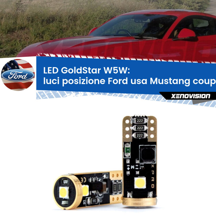 <strong>Luci posizione LED Ford usa Mustang coupe</strong>  2014-2016: ottima luminosità a 360 gradi. Si inseriscono ovunque. Canbus, Top Quality.