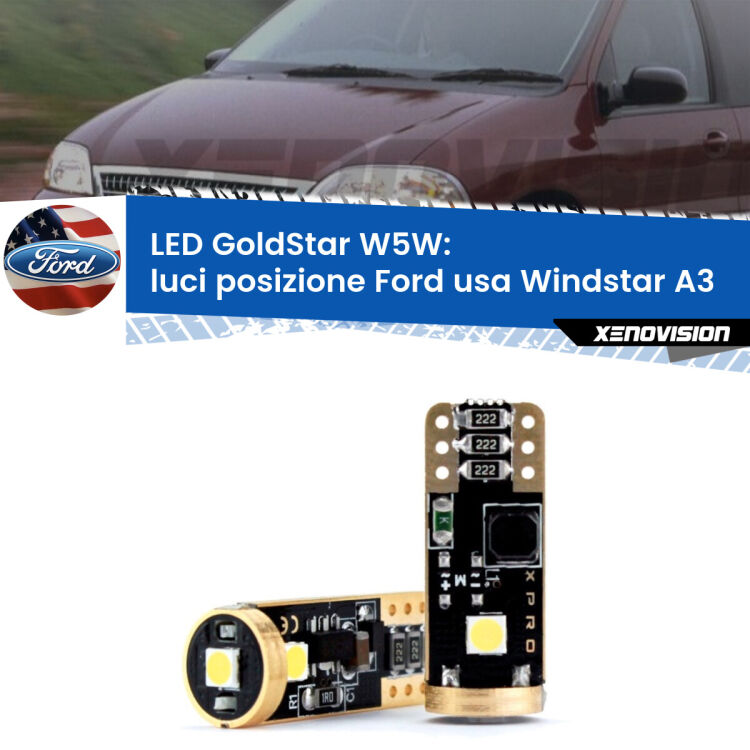 <strong>Luci posizione LED Ford usa Windstar</strong> A3 1995-2000: ottima luminosità a 360 gradi. Si inseriscono ovunque. Canbus, Top Quality.