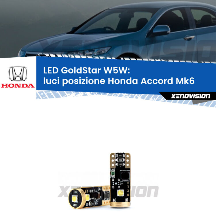 <strong>Luci posizione LED Honda Accord</strong> Mk6 1997-2002: ottima luminosità a 360 gradi. Si inseriscono ovunque. Canbus, Top Quality.