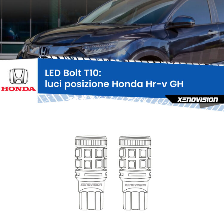 <strong>Luci posizione LED per Honda Hr-v</strong> GH 1998-2012. Coppia lampade <strong>T10</strong> modello Bolt canbus.