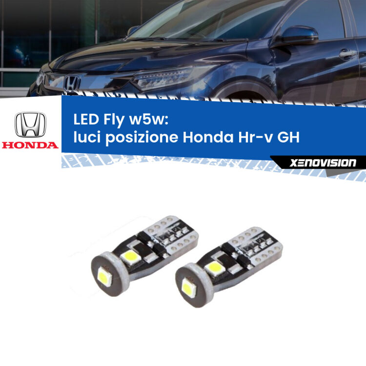 <strong>luci posizione LED per Honda Hr-v</strong> GH 1998-2012. Coppia lampadine <strong>w5w</strong> Canbus compatte modello Fly Xenovision.