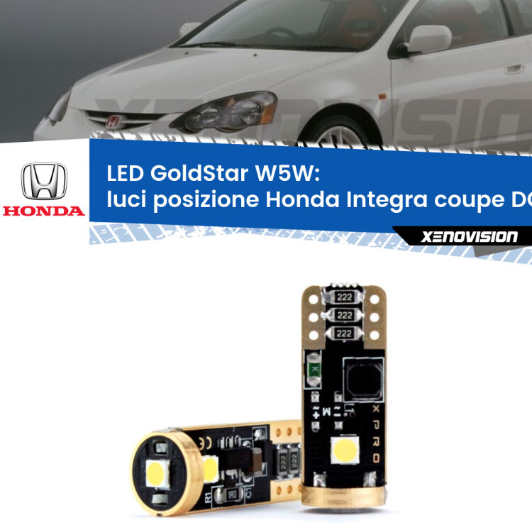 <strong>Luci posizione LED Honda Integra coupe</strong> DC2, DC4 1997-2001: ottima luminosità a 360 gradi. Si inseriscono ovunque. Canbus, Top Quality.