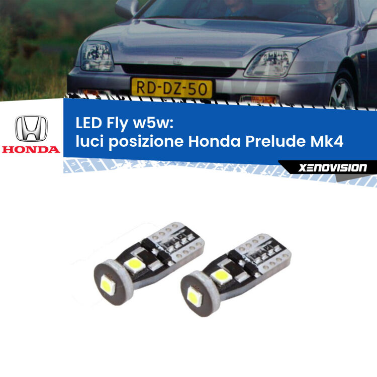 <strong>luci posizione LED per Honda Prelude</strong> Mk4 1992-1996. Coppia lampadine <strong>w5w</strong> Canbus compatte modello Fly Xenovision.