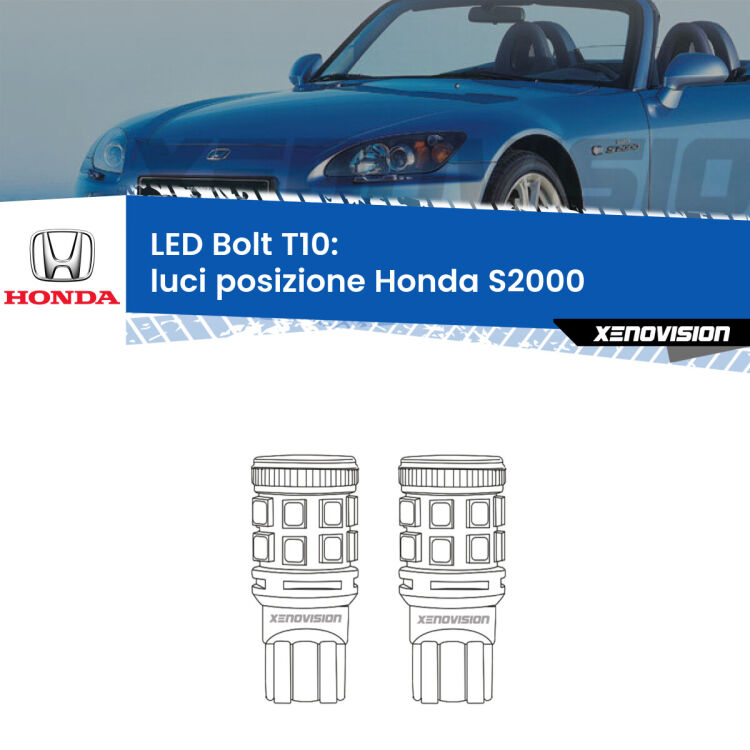 <strong>Luci posizione LED per Honda S2000</strong>  1999-2009. Coppia lampade <strong>T10</strong> modello Bolt canbus.