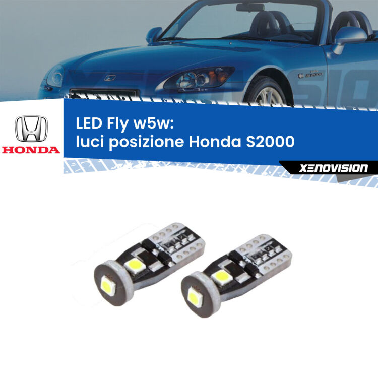 <strong>luci posizione LED per Honda S2000</strong>  1999-2009. Coppia lampadine <strong>w5w</strong> Canbus compatte modello Fly Xenovision.