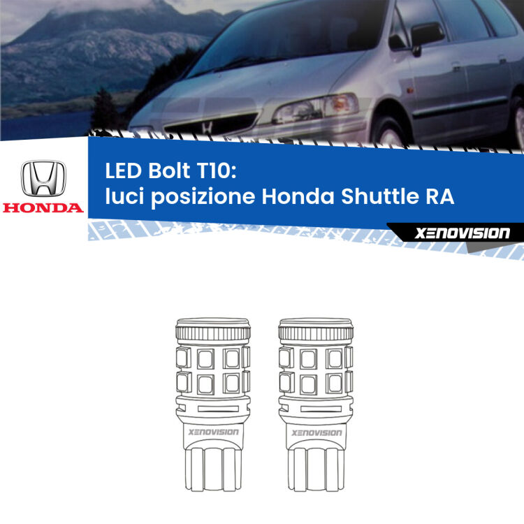 <strong>Luci posizione LED per Honda Shuttle</strong> RA 1994-2004. Coppia lampade <strong>T10</strong> modello Bolt canbus.