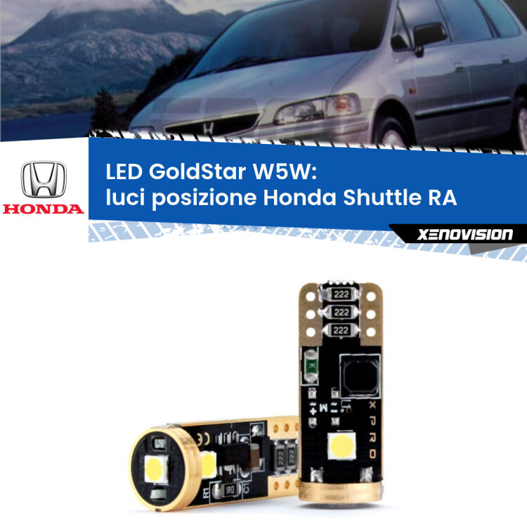 <strong>Luci posizione LED Honda Shuttle</strong> RA 1994-2004: ottima luminosità a 360 gradi. Si inseriscono ovunque. Canbus, Top Quality.