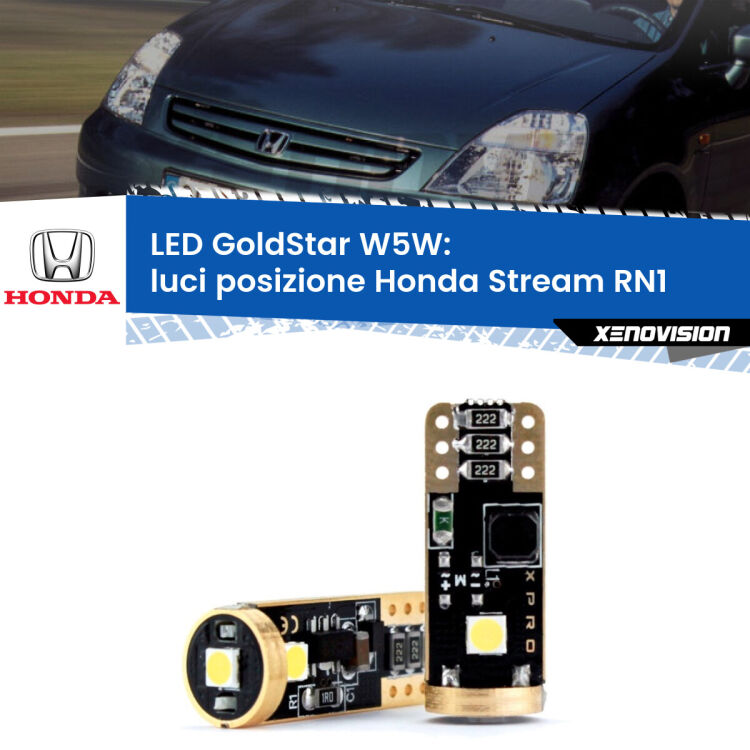 <strong>Luci posizione LED Honda Stream</strong> RN1 2001-2006: ottima luminosità a 360 gradi. Si inseriscono ovunque. Canbus, Top Quality.