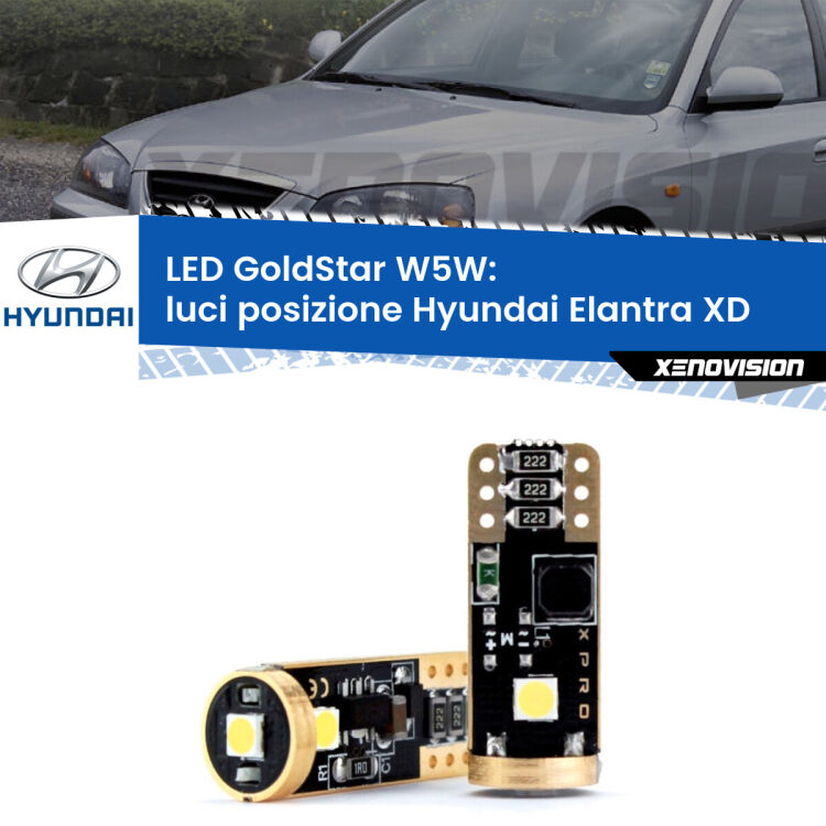 <strong>Luci posizione LED Hyundai Elantra</strong> XD 2000-2006: ottima luminosità a 360 gradi. Si inseriscono ovunque. Canbus, Top Quality.