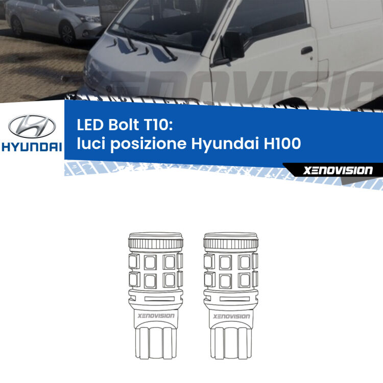 <strong>Luci posizione LED per Hyundai H100</strong>  1994-2000. Coppia lampade <strong>T10</strong> modello Bolt canbus.