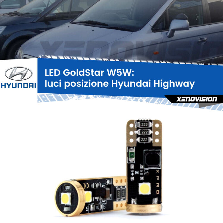 <strong>Luci posizione LED Hyundai Highway</strong>  2000-2004: ottima luminosità a 360 gradi. Si inseriscono ovunque. Canbus, Top Quality.