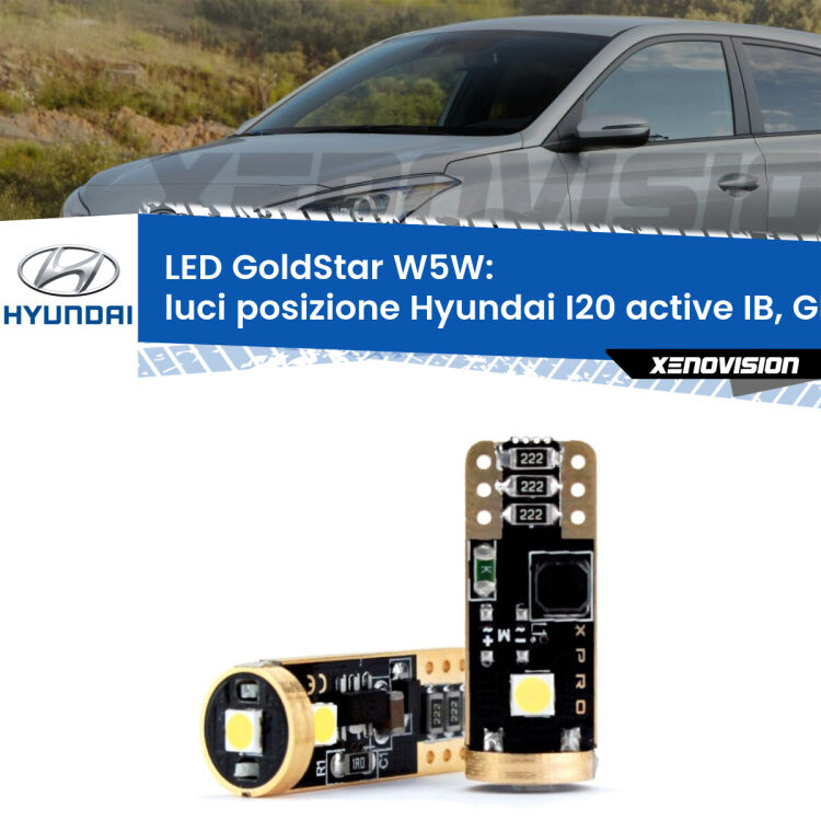 <strong>Luci posizione LED Hyundai I20 active</strong> IB, GB a parabola singola: ottima luminosità a 360 gradi. Si inseriscono ovunque. Canbus, Top Quality.