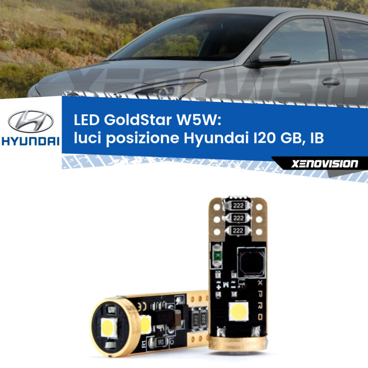 <strong>Luci posizione LED Hyundai I20</strong> GB, IB a parabola singola: ottima luminosità a 360 gradi. Si inseriscono ovunque. Canbus, Top Quality.