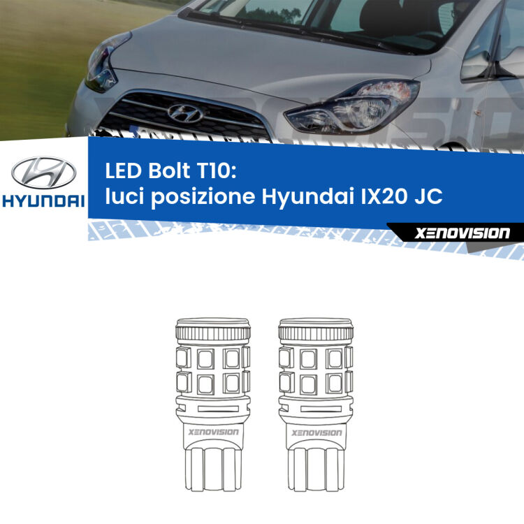 <strong>Luci posizione LED per Hyundai IX20</strong> JC 2010in poi. Coppia lampade <strong>T10</strong> modello Bolt canbus.