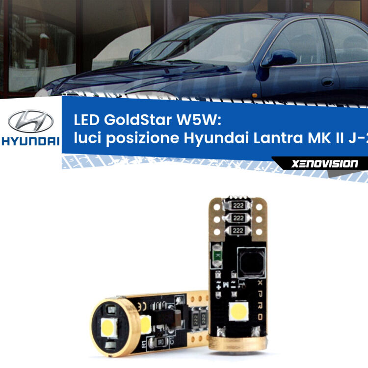 <strong>Luci posizione LED Hyundai Lantra MK II</strong> J-2 1995-2000: ottima luminosità a 360 gradi. Si inseriscono ovunque. Canbus, Top Quality.