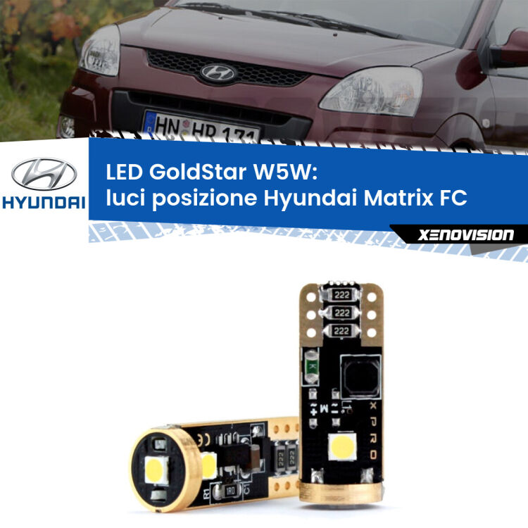 <strong>Luci posizione LED Hyundai Matrix</strong> FC 2001-2010: ottima luminosità a 360 gradi. Si inseriscono ovunque. Canbus, Top Quality.