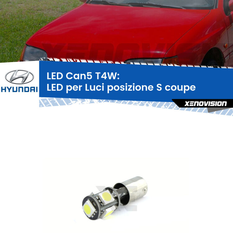 <strong>luci posizione LED per Hyundai S coupe</strong> SLC 1990-1992. Lampadina <strong>T4W</strong> BA9s Canbus da Xenovision.