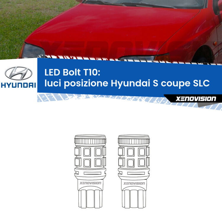 <strong>Luci posizione LED per Hyundai S coupe</strong> SLC 1992-1996. Coppia lampade <strong>T10</strong> modello Bolt canbus.