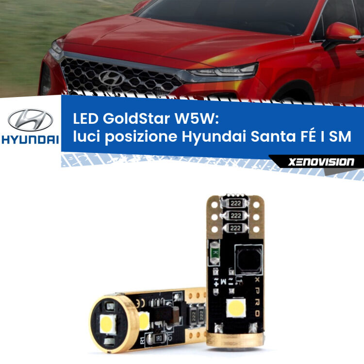 <strong>Luci posizione LED Hyundai Santa FÉ I</strong> SM versione 1: ottima luminosità a 360 gradi. Si inseriscono ovunque. Canbus, Top Quality.