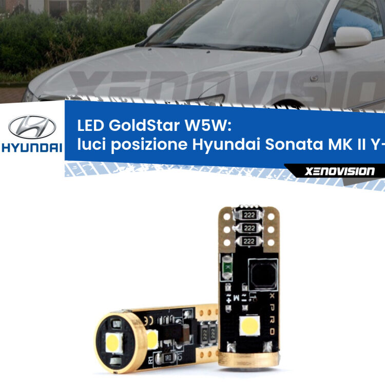 <strong>Luci posizione LED Hyundai Sonata MK II</strong> Y-3 1993-1998: ottima luminosità a 360 gradi. Si inseriscono ovunque. Canbus, Top Quality.