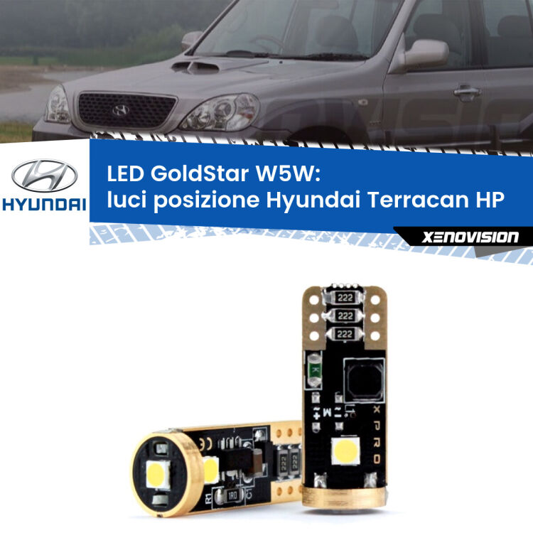 <strong>Luci posizione LED Hyundai Terracan</strong> HP 2001-2006: ottima luminosità a 360 gradi. Si inseriscono ovunque. Canbus, Top Quality.