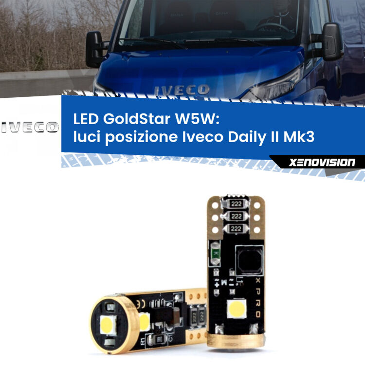 <strong>Luci posizione LED Iveco Daily II</strong> Mk3 2011-2013: ottima luminosità a 360 gradi. Si inseriscono ovunque. Canbus, Top Quality.