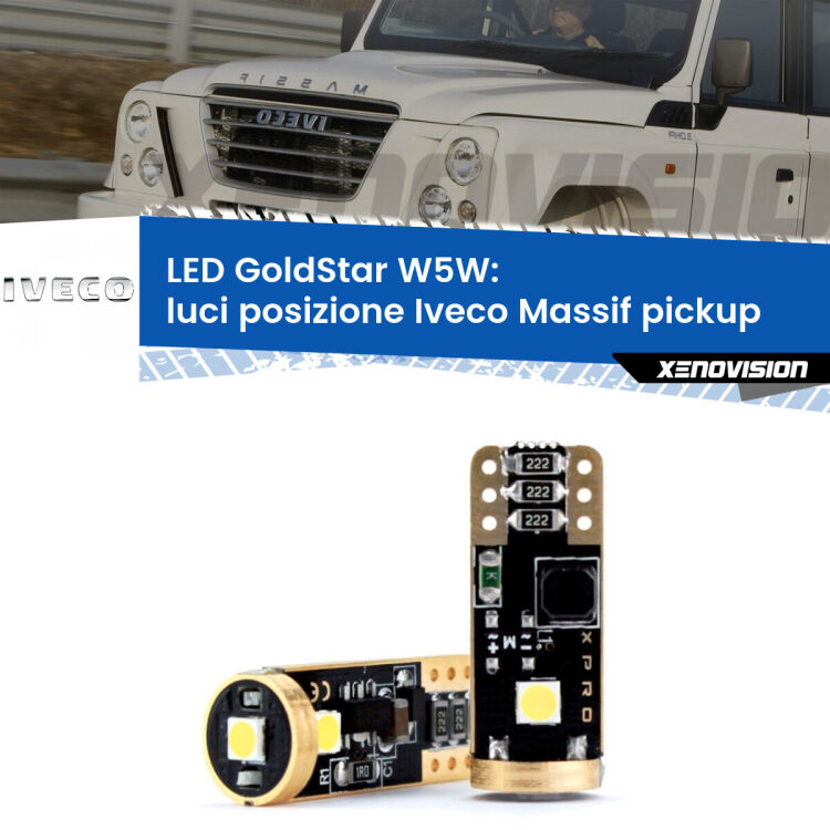 <strong>Luci posizione LED Iveco Massif pickup</strong>  2008-2011: ottima luminosità a 360 gradi. Si inseriscono ovunque. Canbus, Top Quality.