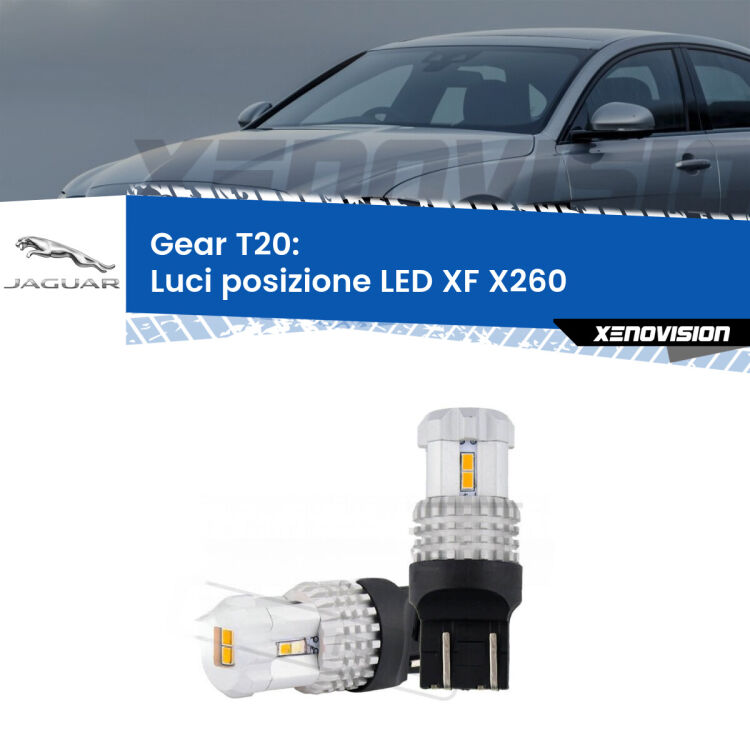 <strong>LED T20 </strong><strong>Luci posizione</strong> <strong>Jaguar</strong> <strong>XF </strong>(X260) 2015in poi. Coppia LED effetto Stealth, ottima resa in ogni direzione, Qualità Massima.