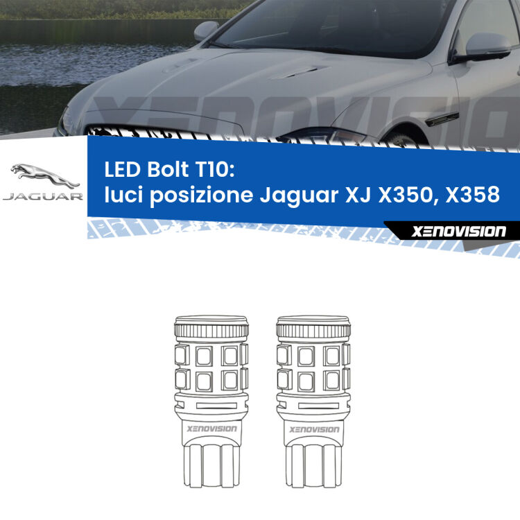 <strong>Luci posizione LED per Jaguar XJ</strong> X350, X358 2003-2009. Coppia lampade <strong>T10</strong> modello Bolt canbus.