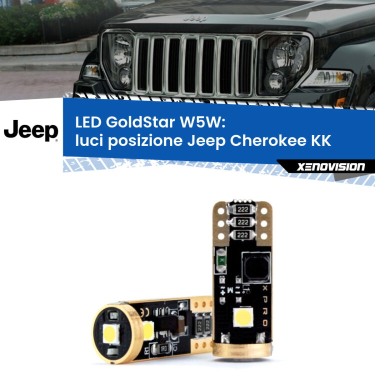 <strong>Luci posizione LED Jeep Cherokee</strong> KK 2008-2013: ottima luminosità a 360 gradi. Si inseriscono ovunque. Canbus, Top Quality.