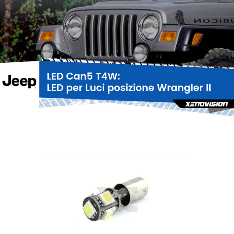 <strong>luci posizione LED per Jeep Wrangler II</strong> TJ 1996-2005. Lampadina <strong>T4W</strong> BA9s Canbus da Xenovision.