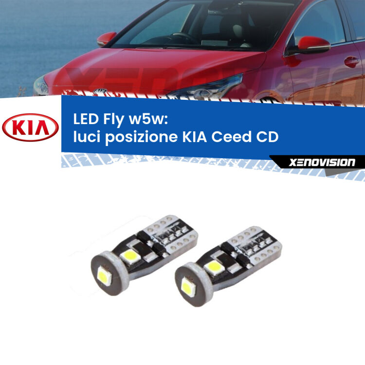 <strong>luci posizione LED per KIA Ceed</strong> CD 2018in poi. Coppia lampadine <strong>w5w</strong> Canbus compatte modello Fly Xenovision.