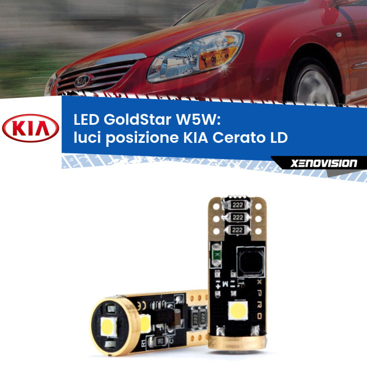 <strong>Luci posizione LED KIA Cerato</strong> LD 2003-2007: ottima luminosità a 360 gradi. Si inseriscono ovunque. Canbus, Top Quality.