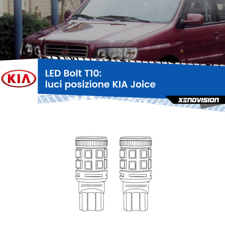 <strong>Luci posizione LED per KIA Joice</strong>  2000-2003. Coppia lampade <strong>T10</strong> modello Bolt canbus.