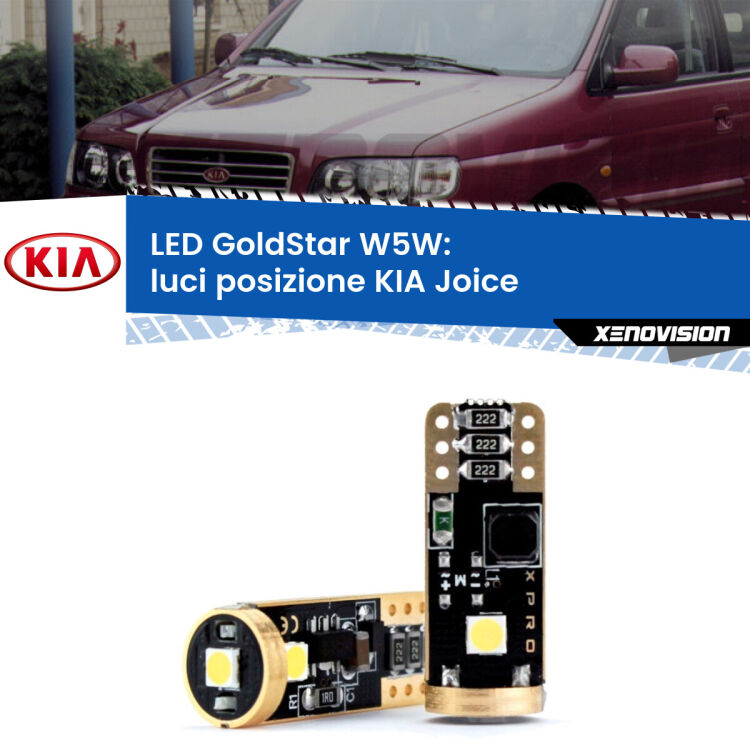 <strong>Luci posizione LED KIA Joice</strong>  2000-2003: ottima luminosità a 360 gradi. Si inseriscono ovunque. Canbus, Top Quality.