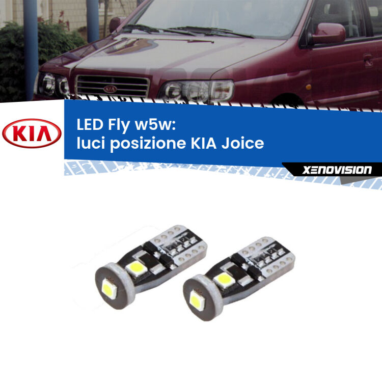 <strong>luci posizione LED per KIA Joice</strong>  2000-2003. Coppia lampadine <strong>w5w</strong> Canbus compatte modello Fly Xenovision.