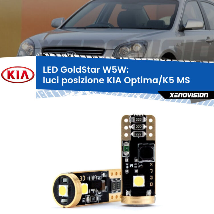 <strong>Luci posizione LED KIA Optima/K5</strong> MS 2000-2004: ottima luminosità a 360 gradi. Si inseriscono ovunque. Canbus, Top Quality.