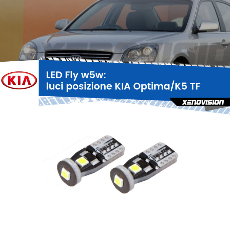 <strong>luci posizione LED per KIA Optima/K5</strong> TF 2010-2014. Coppia lampadine <strong>w5w</strong> Canbus compatte modello Fly Xenovision.