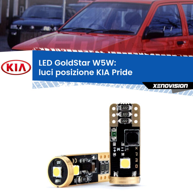 <strong>Luci posizione LED KIA Pride</strong>  1990-2001: ottima luminosità a 360 gradi. Si inseriscono ovunque. Canbus, Top Quality.