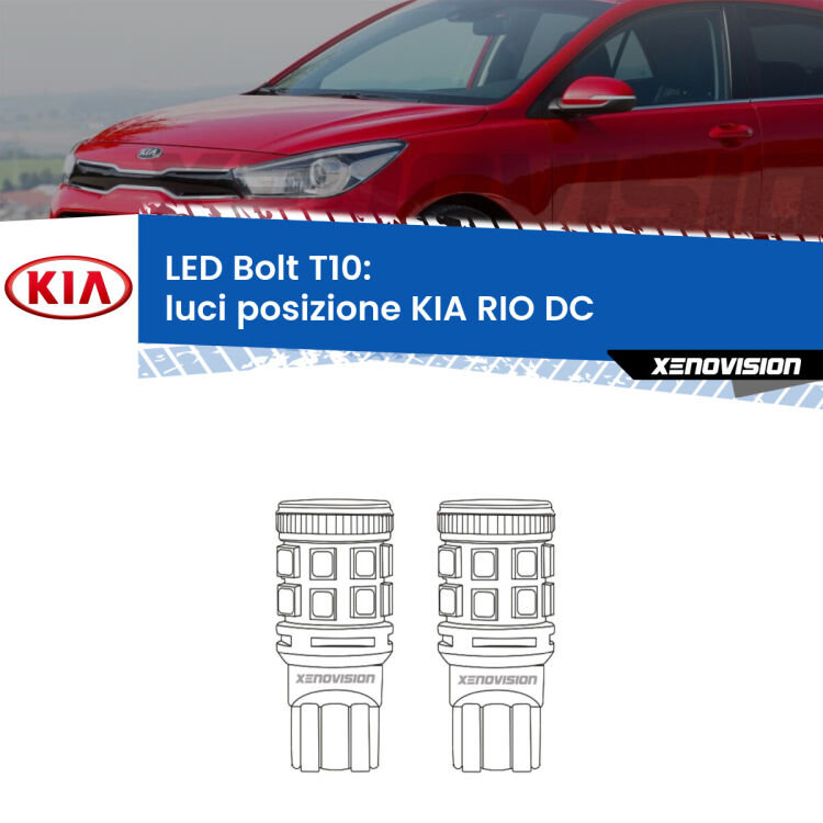 <strong>Luci posizione LED per KIA RIO</strong> DC 1999-2004. Coppia lampade <strong>T10</strong> modello Bolt canbus.