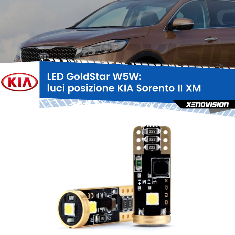 <strong>Luci posizione LED KIA Sorento II</strong> XM 2009-2012: ottima luminosità a 360 gradi. Si inseriscono ovunque. Canbus, Top Quality.