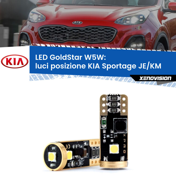 <strong>Luci posizione LED KIA Sportage</strong> JE/KM 2004-2009: ottima luminosità a 360 gradi. Si inseriscono ovunque. Canbus, Top Quality.