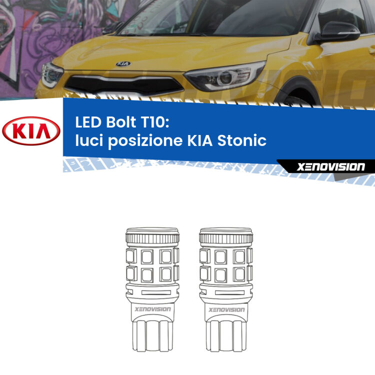 <strong>Luci posizione LED per KIA Stonic</strong>  a parabola singola. Coppia lampade <strong>T10</strong> modello Bolt canbus.