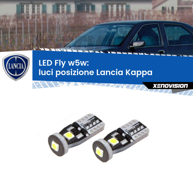 <strong>luci posizione LED per Lancia Kappa</strong>  1994-2001. Coppia lampadine <strong>w5w</strong> Canbus compatte modello Fly Xenovision.