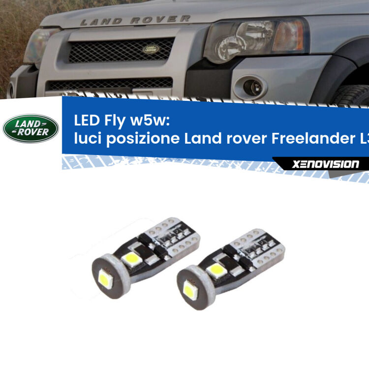 <strong>luci posizione LED per Land rover Freelander</strong> L314 1998-2006. Coppia lampadine <strong>w5w</strong> Canbus compatte modello Fly Xenovision.