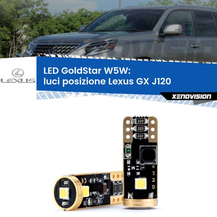 <strong>Luci posizione LED Lexus GX</strong> J120 2001-2009: ottima luminosità a 360 gradi. Si inseriscono ovunque. Canbus, Top Quality.