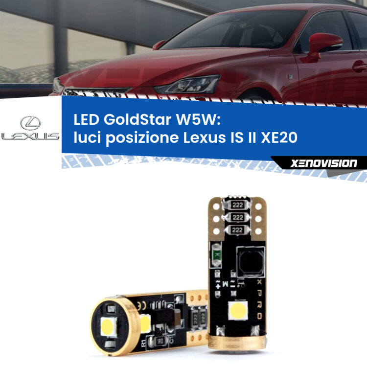 <strong>Luci posizione LED Lexus IS II</strong> XE20 2005-2013: ottima luminosità a 360 gradi. Si inseriscono ovunque. Canbus, Top Quality.