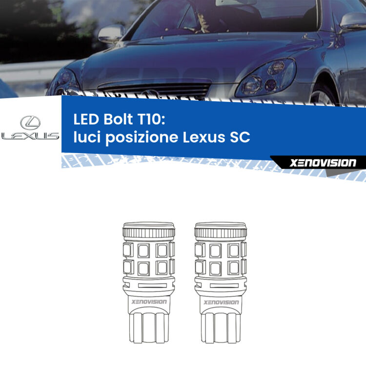 <strong>Luci posizione LED per Lexus SC</strong>  2001-2010. Coppia lampade <strong>T10</strong> modello Bolt canbus.