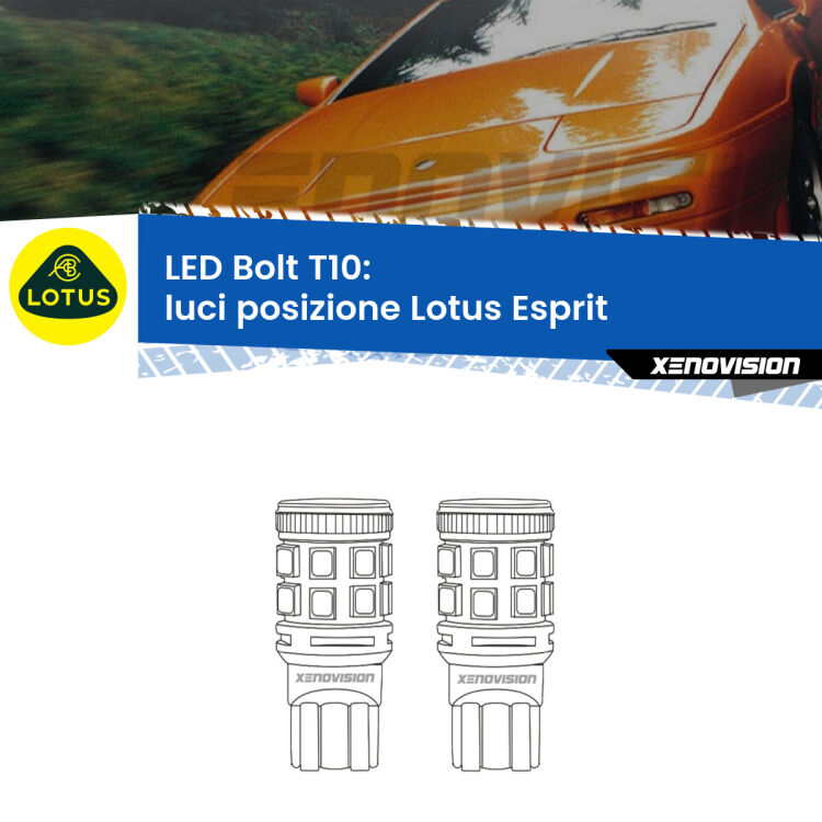 <strong>Luci posizione LED per Lotus Esprit</strong>  1989-2003. Coppia lampade <strong>T10</strong> modello Bolt canbus.